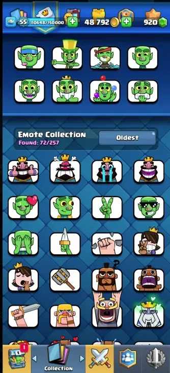 CR500 KT 15 LV55 | 9600 Trophies | 9 Evolutions | 63 Max Level Cards | 6 Elite Level 15 Cards | 120/121 Cards | 72 Emotes | 920 Gems